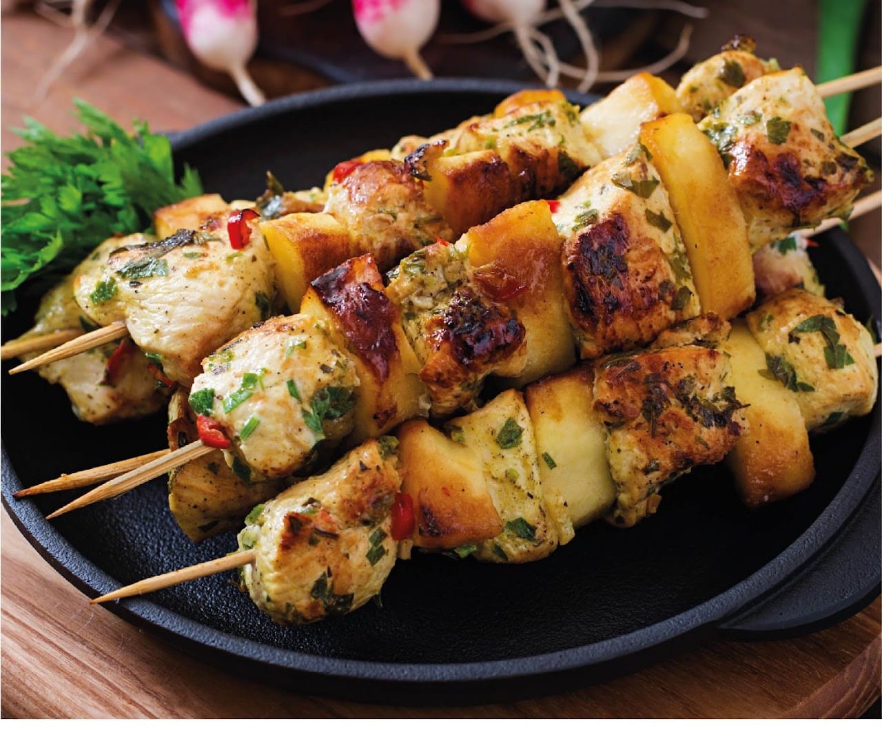 Cafe NBO clay oven chicken tikka skewers