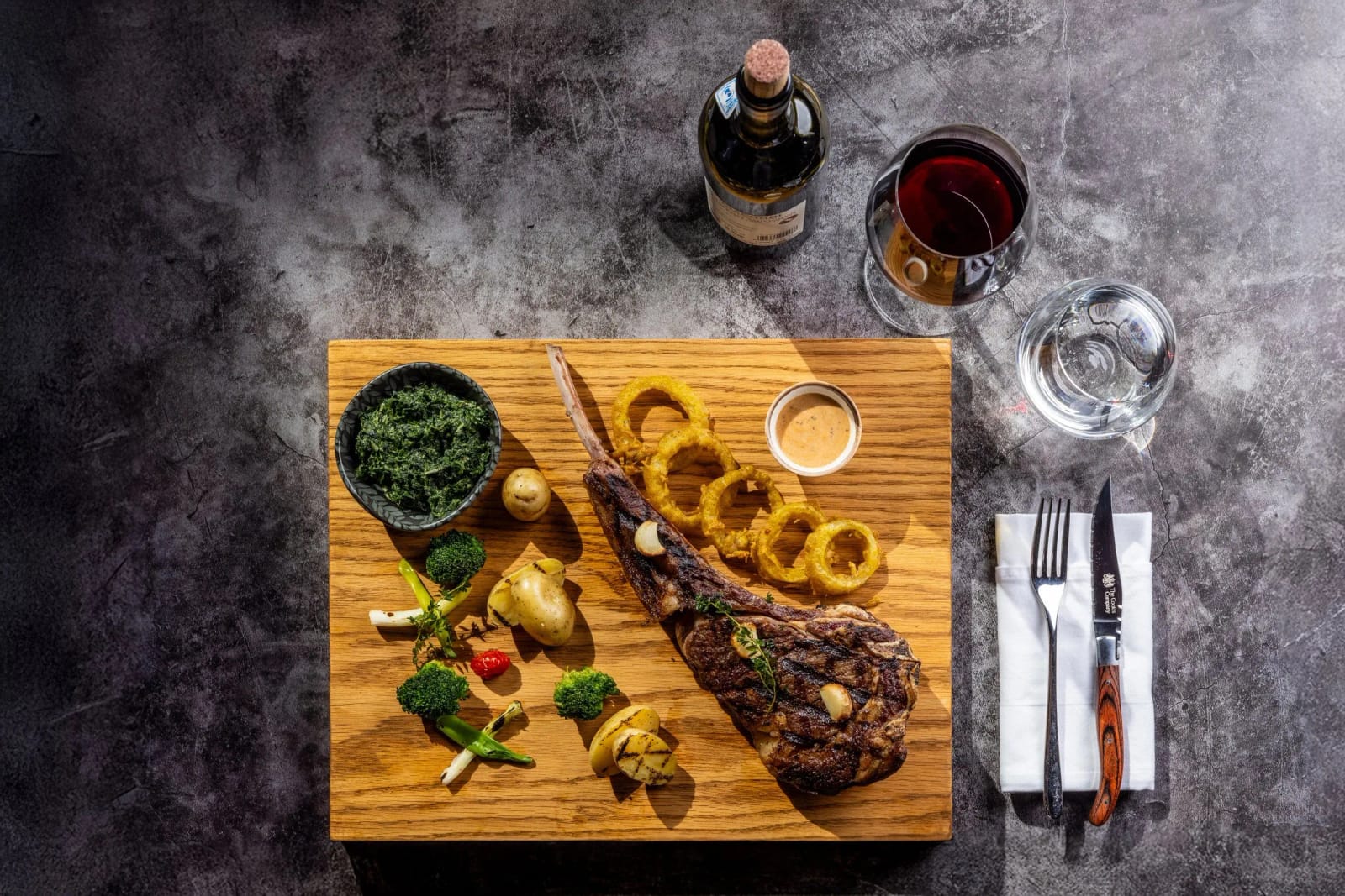 Royal 58 tomahawk steak overhead