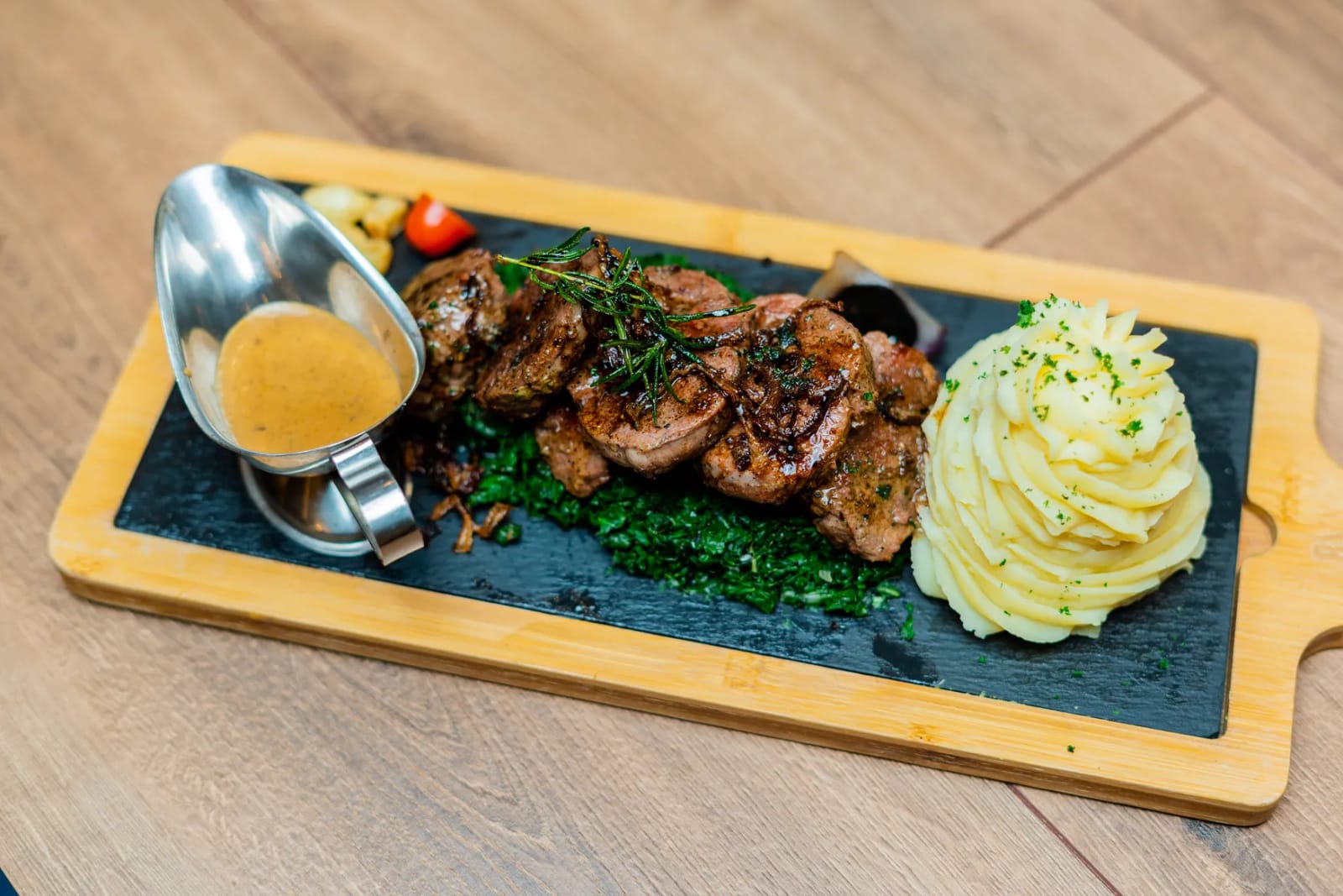 Sayari steak with mash